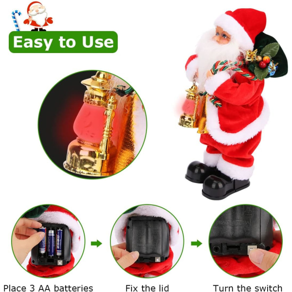 Elektrisk julemand (lanterne), elektrisk julemandslegetøj med julemand og musikalsk julemand Rystende julemand Festpynt Jul nytårsgave f
