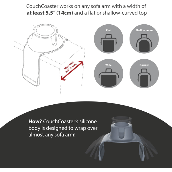 Den ultimative kopholder til din sofa, stålgrå