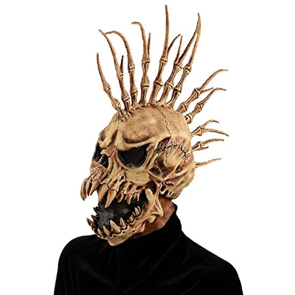 Skull Mask Halloween Rekvisitter Skjelett Punk Mask Latex Helhode Mask Punk Skull Skrekk Mask Halloween Dekorasjon Beige