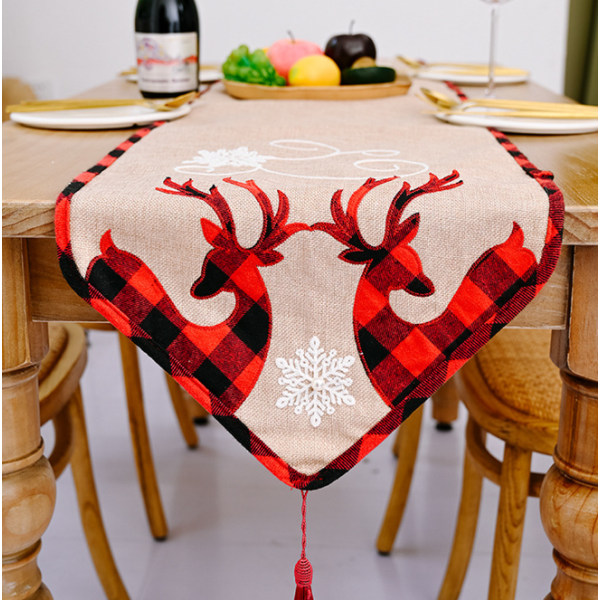 Rektangulær juleduk polyester 35*180m juletremønstre for julebordpynt，Trykt juleduk Absorberende bord