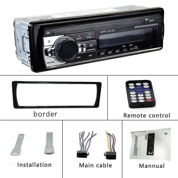 Podofo Bilradio Stereo Digital Jsd-520 Bluetooth 1 Din Mp3-spelare Fm Audio Stereo Receiver Musik USB/sd Med In Dash Aux-ingång [gratis frakt]