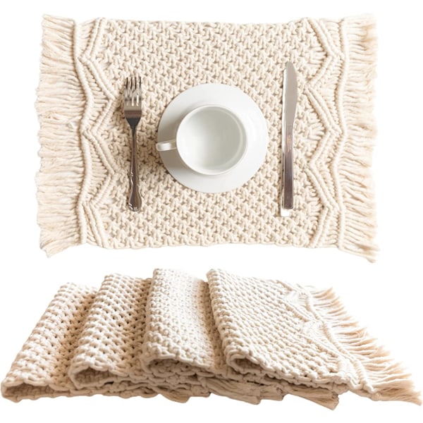 Bordstabletter Set med 4 - Handgjorda bordstabletter i bomull Boho - Modern Far