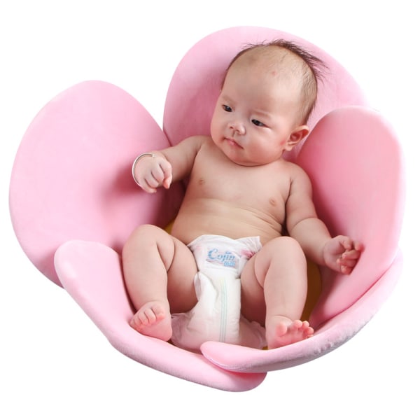 Blomsterbabybademåtte, Komfort babyblødt blomsterbademåtte til spædbarnsbadekar Babybadestøttestol til nyfødte 0-12 måneder, kan maskinvaskes (lyserød)