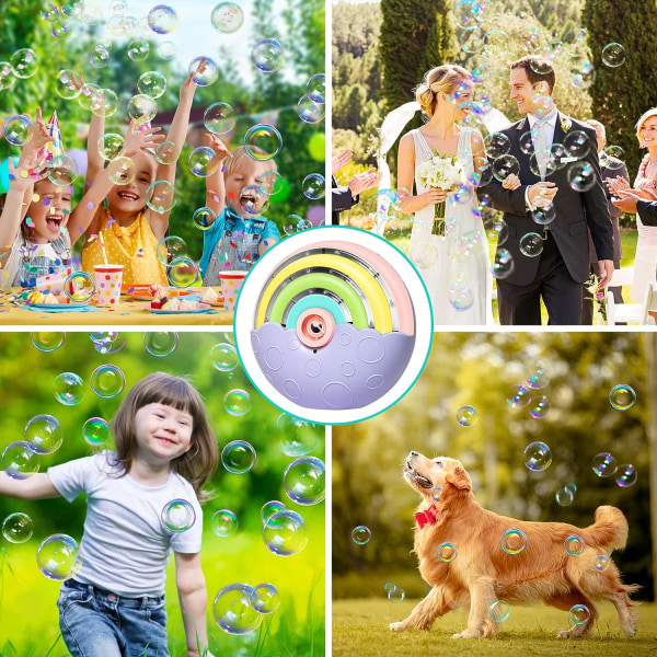 Automatisk boblemaskin, bobleblåser for barn 3 4 5 6 år gammel, 1500+ bobler, bærbar regnbueboblemaskin for utendørs/fest