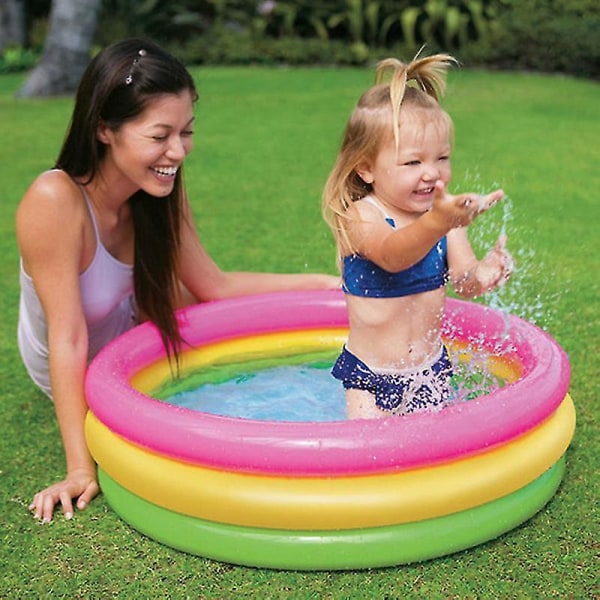 Tre-rings pool børneregnbue oppustelig swimmingpool boblebund Baby kravlende havboldbassin