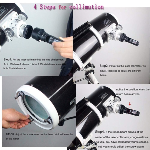 Telescope Laser Collimator 1,25 tommer, Bysameyee kalibrator med 2 adaptere til Newtonsk Reflektor Teleskop Kollimation
