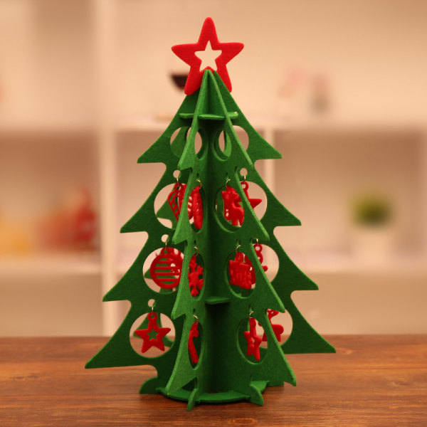 Juldekorationer gör-det-själv-julgran Tredimensionell filt-julgran jultillbehör（A)