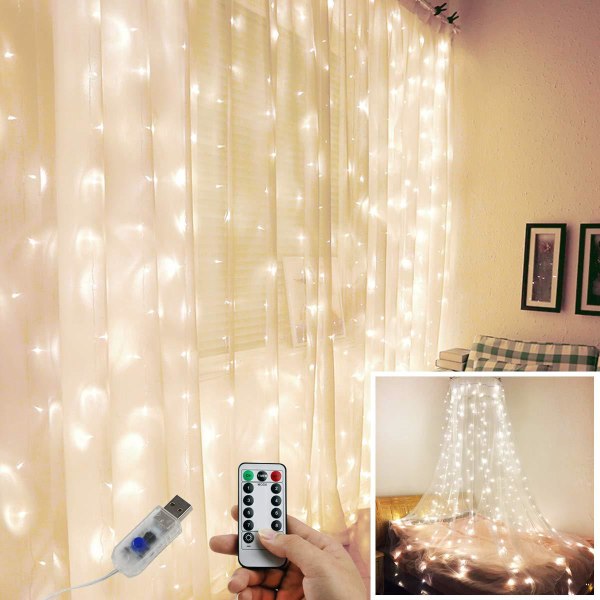 300LED Gardinlys Kobbertrådslys Soveværelsesstjerner Atmosfærelys USB Juledag LED-dekoration Stringlys Engros Stringlys