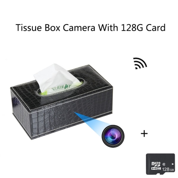 1080P HD PU Läder Tissue Box Wifi-kamera Hemsäkerhetsövervakning Kamera Rörelsedetektering Baby Fjärrövervakning Camera With 128G