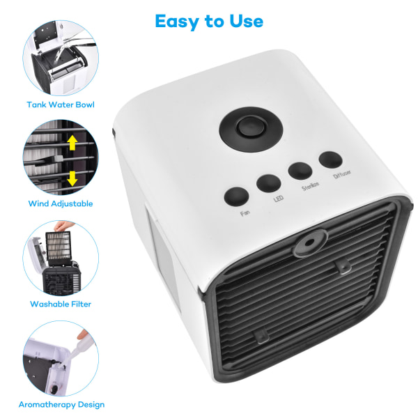 Luftkonditioneringsfläkt Mini Luftkonditioneringsfläkt Luftfuktare Spray Aroma Diffuser Blu-ray Fläkt