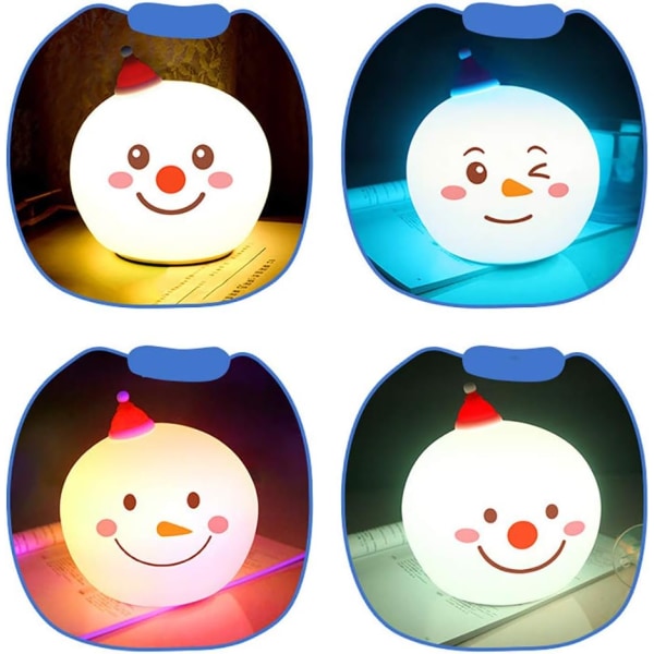 Christmas Snowman LED Natlys Lanterne Soveværelsesdekorationer Tilbehør Farverig Atmosfære Bordlampe
