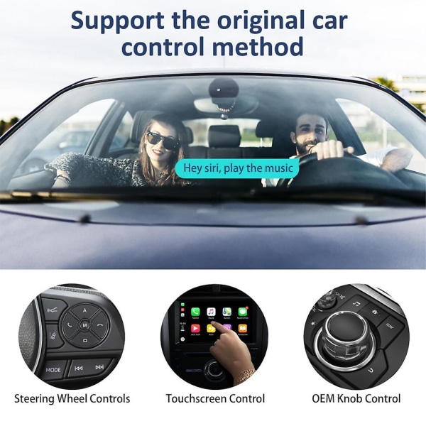 Auton Oem:n langallinen Carplay ja langaton Carplay USB Plug And Play Ai Box -pikaliitäntä Säilytä kaikki tehtaan Carplay-ominaisuudet Black CarPlay