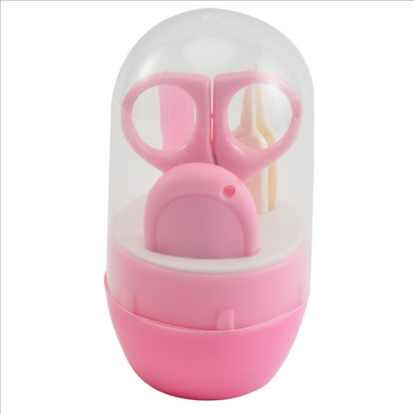 4 i 1 Baby Nagelklippare Grooming Set Manikyr Set Inkluderar nagelklippare + hårsax + pincett + nagelfilar - flickor och pojkar (rosa)