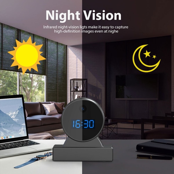 Rundklocka Minikamera Night Vision Hemma Baby Monitor Dold Videoövervakningskamera 32GB