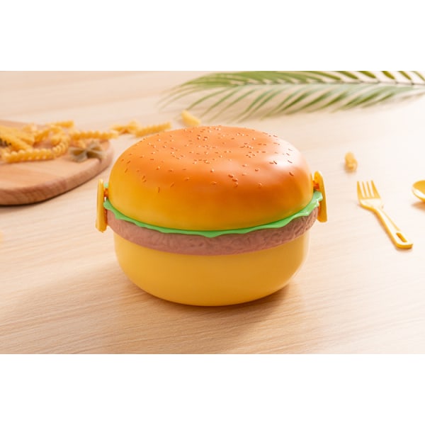 1 stk søt rund burger student lunsjboks Mikrobølge lunsjboks Flerlags lunsjboks for barn Fruktkonserveringsboks gave