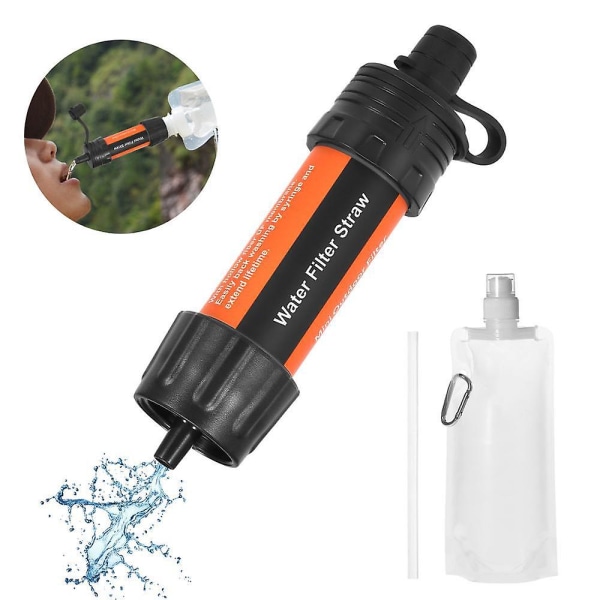 Mini vattenfiltreringssystem Bärbar Survival Water Purifier Halm.. orange