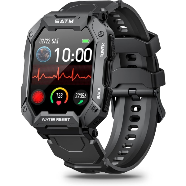Militära smarta klockor för män, 2022 senaste 1,71' smartwatch för Android-telefoner och iPhone-kompatibel, 5ATM Fitness Tracker med blodtryck, hör