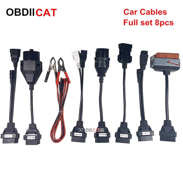 Vci komplett sett 8 stk bilkabler Obd diagnoseverktøy Obd2 Obdii Obd 2 Connect-kabel for Tcs Pro Plus Interface Scanner Mvd car cables