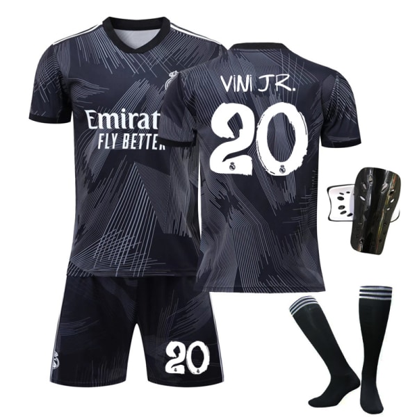 Real Madrid 120-årsjubileum Y3 Co-merket skjortesett nr. 20 med sokker+beskyttelsesutstyr, barnestørrelse 22