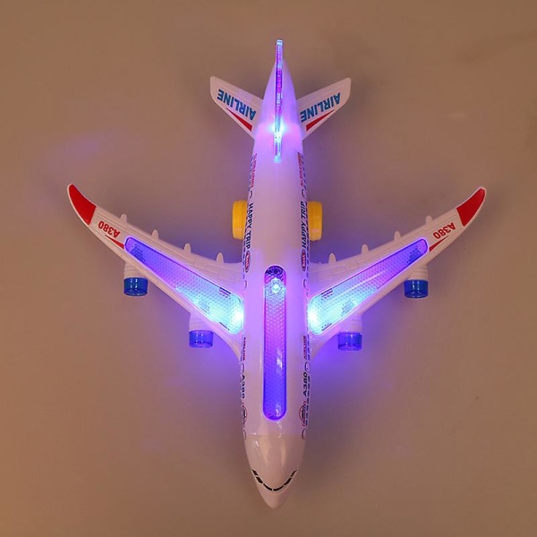 Muovinen Airbus A380 -malli Lentokone Sähköinen salamavalo Ääni Lasten lelut White 1 Pc