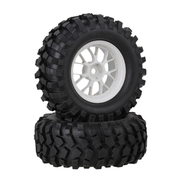 4 stk Rc1:10 Rock Crawler Car Gummi Dæk & Hvid Plast Y Form Eger hjulfælge