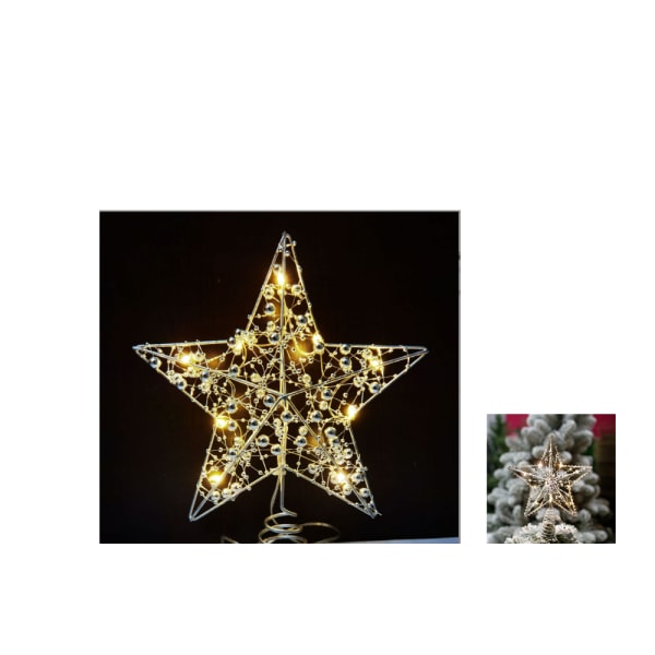 Joulukuusi Starlight Kotitalouskoristeet Valo Värivalo Valo viisi tähteä Starlight Koristetarvikkeet Yövalo (20cm hopea)
