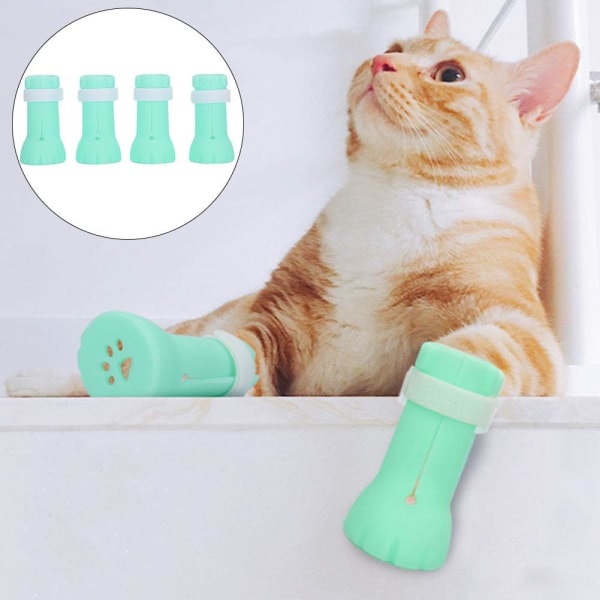 Pet Cat Fottrekk - 4 stk/sett Anti-ripe Pet Cat Wash Claw Foot Covers