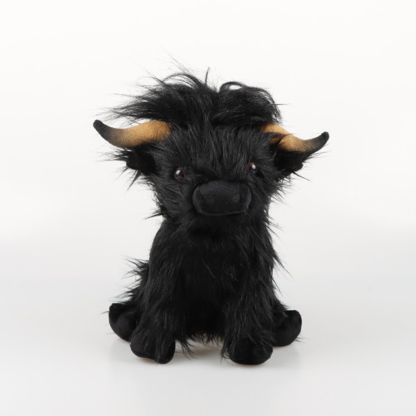 Soft Toy Highland Cow Moo, blødt og realistisk gårdlegetøj, Naturli miljøvenlig plys