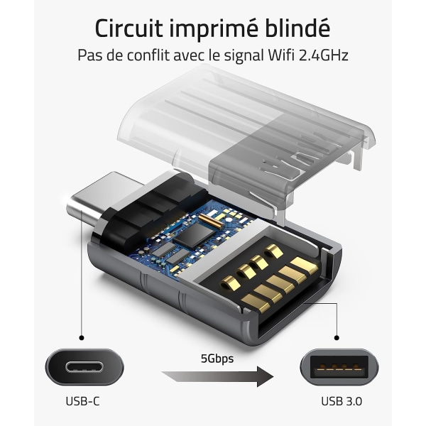 USB C- USB -sovitin 2 Pack USB C Uros-USB3 Naarassovitin, USB C -sovitin Yhteensopiva MacBook Pro/Air 2021 iMac iPad Mini 6/P kanssa