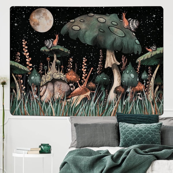1 psykedelisk svampetæppe Snegl Fantasy Planter og blade Tapestry Stue Hallway Hule (51,2 x 59,1 tommer)