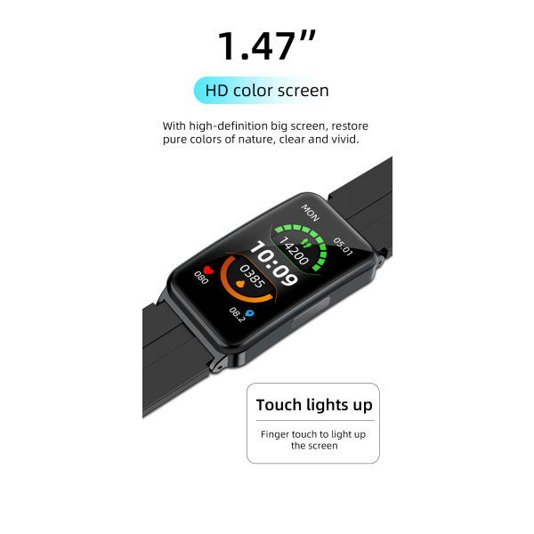 Watch kosketusnäytöllinen Smart Watch Fitness Tracker watch, jossa on askelmittari, kaloriseuranta, unimittari, herätyskello (musta) color