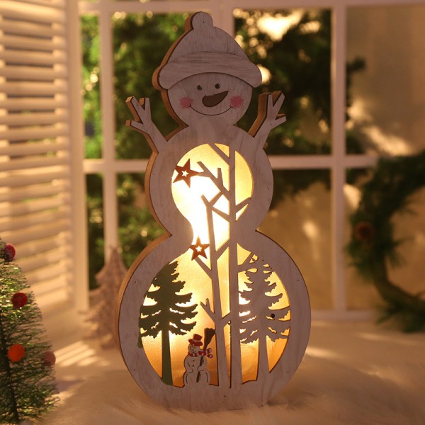 Joulukoristeet pieni yövalaisin huoneen sisustus puiset lahjat tarvikkeet lampun koristelu akku A