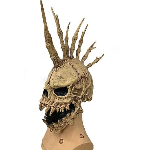 Skull Mask Halloween Rekvisitter Skjelett Punk Mask Latex Helhode Mask Punk Skull Skrekk Mask Halloween Dekorasjon Beige