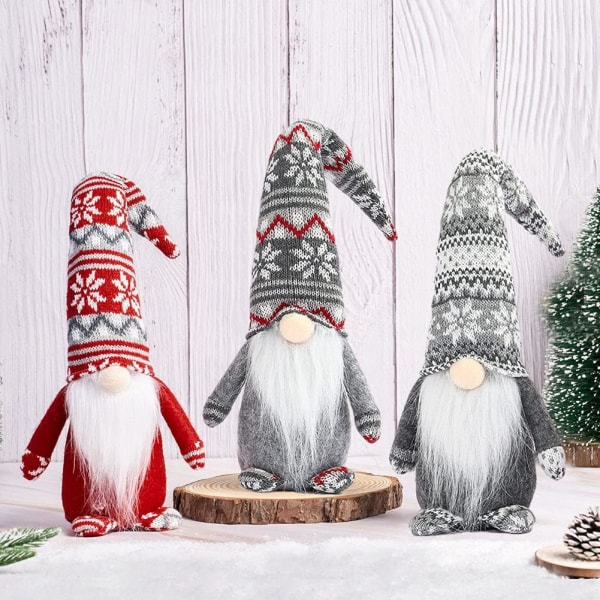 3 stycken jultomtar, jultomtedekorationer, tack vare svenska tomtar, julklappar