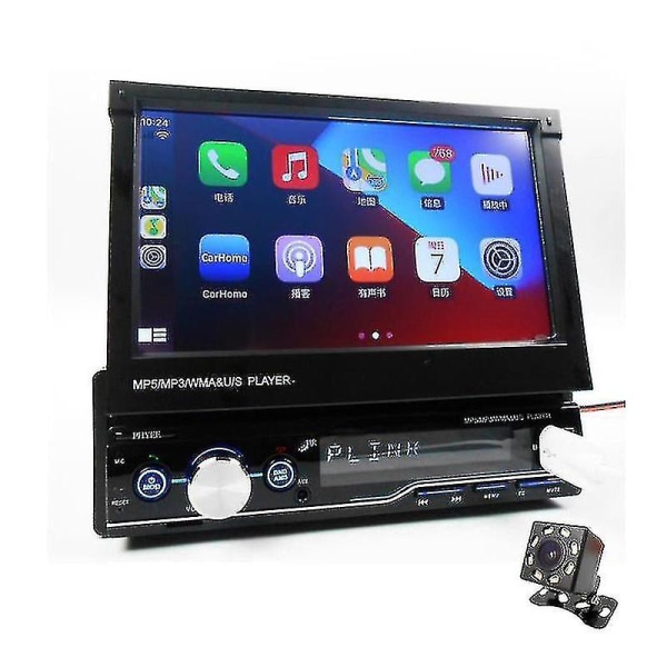 1 Din 7" Apple Carplay ilradio Android Auto luetooth Spegellänk Pekskärm Mp5-spelare US Tf Ljudsystem Huvudenhet T100c B