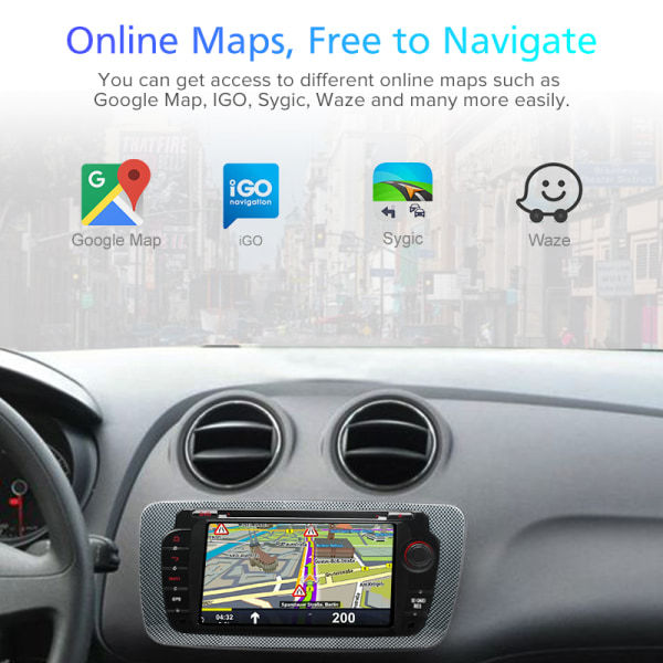 Grossist 2 Din Android 7.1 Car DVD Multimediaspelare för Seat Ibiza 2009-2013 GPS Navigation OBD2 RDS radio video ljudspelare
