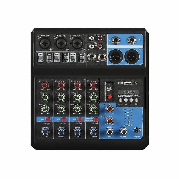 5-kanals professionell mixer dator scen inspelning USB ljudkort hög låg ton Bluetooth DJ modellnummer Certifiering Eu plug