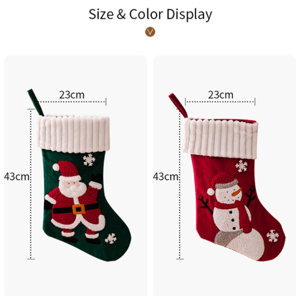 3 STK Julestrømpe, 43m stor personlig julestrømpe, Indendørs hængende juletræsvinduesdekoration, gavepose til børn og voksne