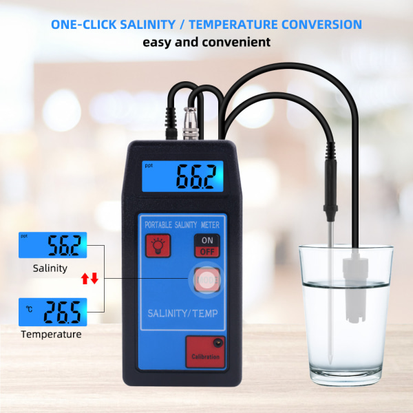Bærbar 8425 vannkvalitetstestpenn Saltdetektortermometeranalysator