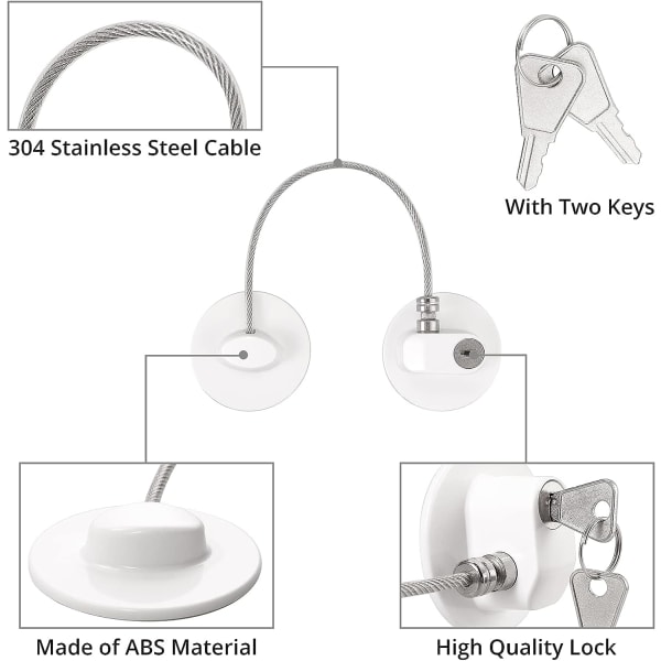 stk Børnesikkerhed Køleskabslåse Dørlåse Vindueslås med nøgler Limit Kabel Minidørlås til skabsskuffe