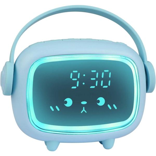 Herätyskello lapsille digitaalinen, LED-herätyskello tytöille makuuhuoneeseen, auringonnousu-simulaattori herätysvalo ja yövalo Verkkovirralla ladattava