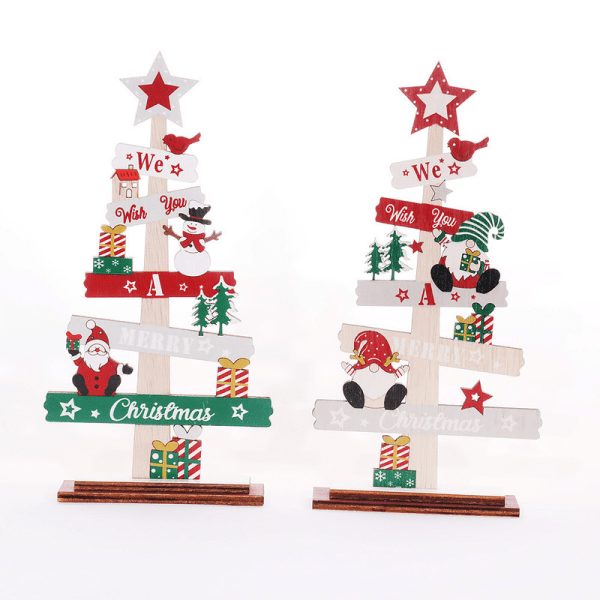 2 pakke juletræ Julemand træ hængende ornament, juleskilt plakette, gør-det-selv dekoration juledekoration