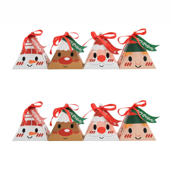 50 pakkauksen joululahjarasia, kolmiorasia, karkkipaperirasia Joulupukin iso kasvokolmio karkkirasia -lahjarasia (4 tyyliä)