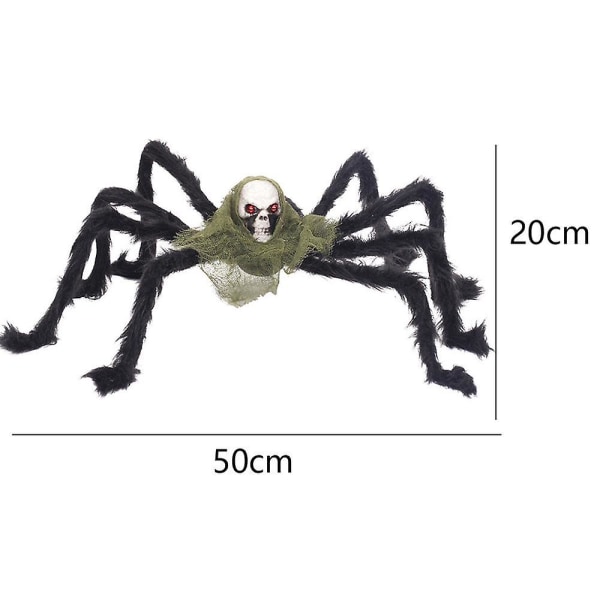 Halloween kæmpe edderkopdekorationer Skræmmende falske edderkoprekvisitter til Halloween spøgelseshusindretning Grøn edderkop green spider