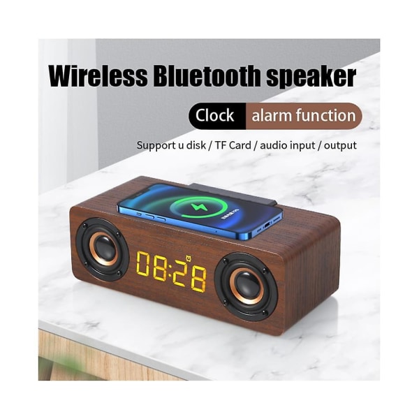 Langaton kaiutin Fm-radion tuki U-levyn Tf-kortin toisto Handsfree-langaton musiikkisoitin Akkukäyttöinen puinen Bluetooth-yhteensopiva kaiutin