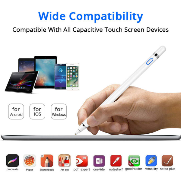 1 styk sort aktiv kapacitiv pen iPad Stylus ios Android-kompatibel mobiltelefon Tablet Painting Pen Touch Screen Pen Universal Pen