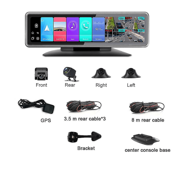 Bedste levering Dash Cam 4g Android 9.0 Car Dvr 12&quot; Full Touch 360 Panoramic Kamera Bakspejl 4chs Wifi Adas GPS Navigation Bluetooth