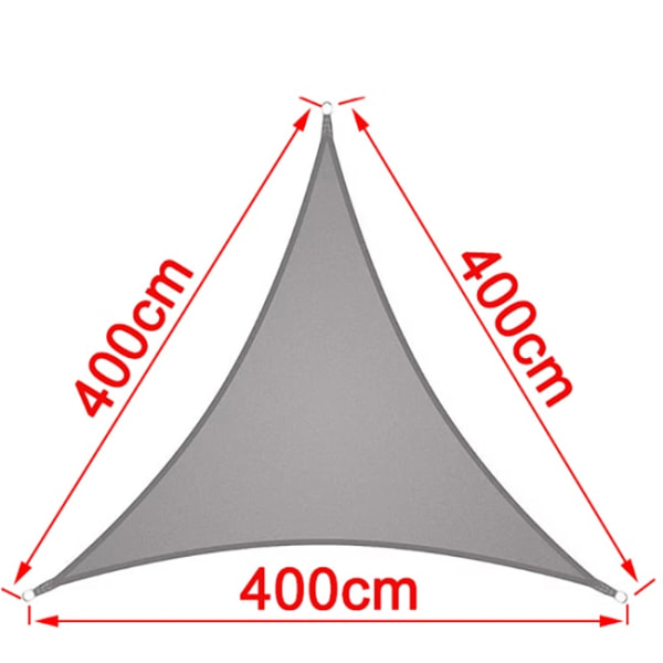 Grå 300D vattentät polyesterskärmsegel, triangelmarkis, för utomhusträdgård, strand, poolmarkis 4x4x4cm