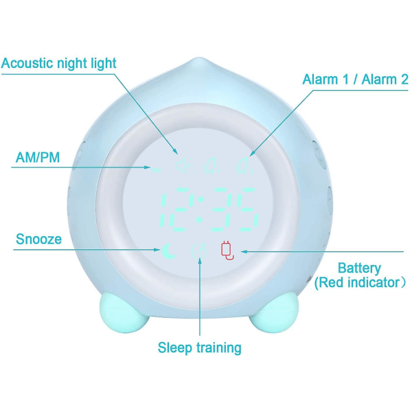 Väckarklocka Lyser Digital LED-lampa Väckarklocka Nattljus Flicka Pojkar Dag Natt Barn Justerbar volym Snooze USB Laddningsväckarklocka