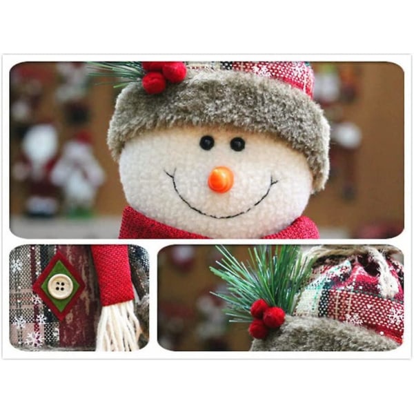 Juldekoration Stående julfigur, jultomte, julsnögubbe, julälg hemdekoration, docka med infällbara fjäderben (c